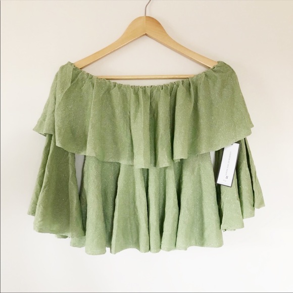 NWT Goodnight Macaroon off shoulder tiered top S - Picture 6 of 12